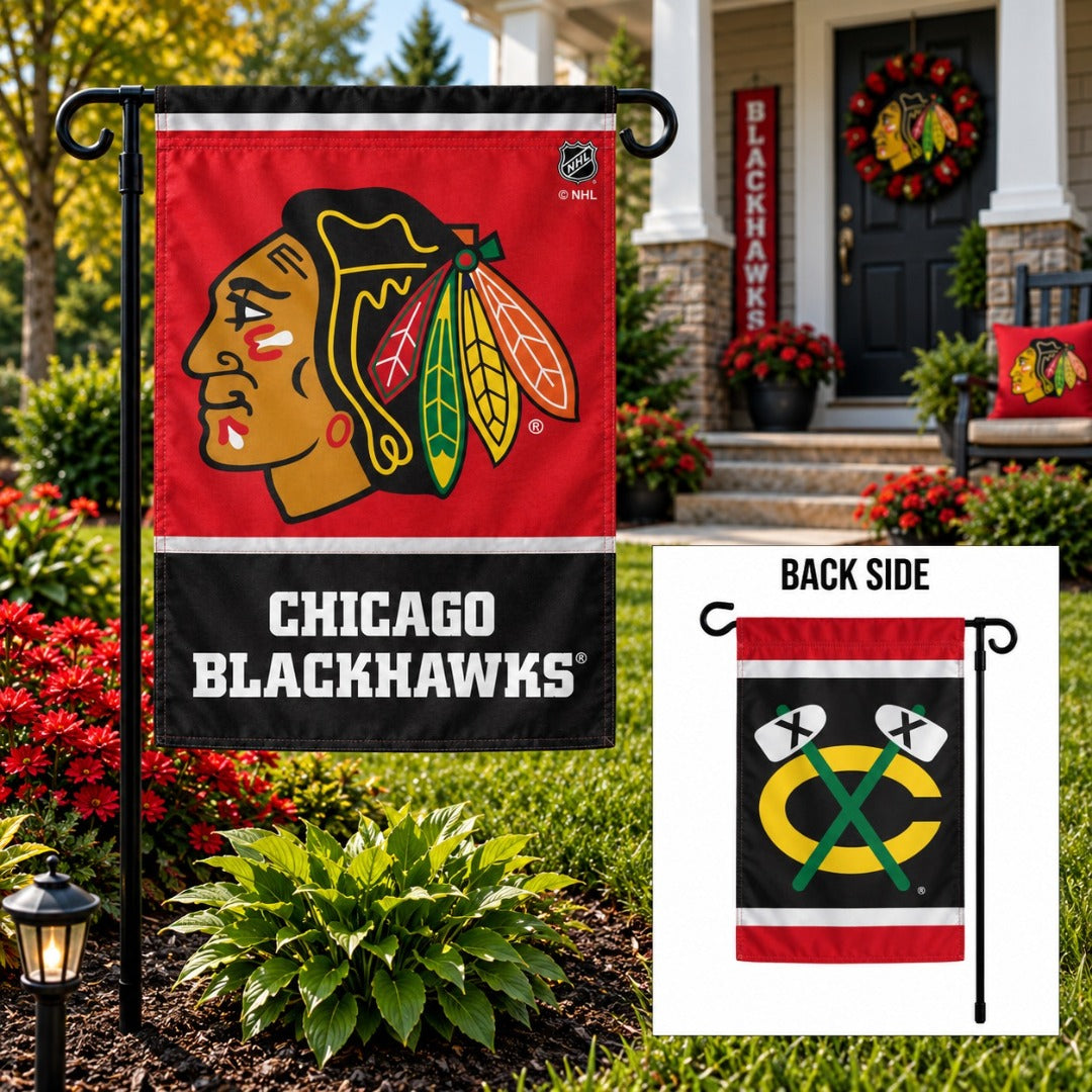 Chicago Blackhawks 2 Sided Garden Flag Logo heartlandflags