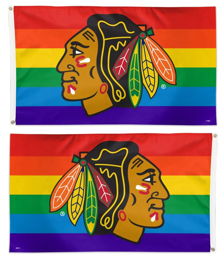 Chicago Blackhawks 3x5 Rainbow Flag heartlandflags