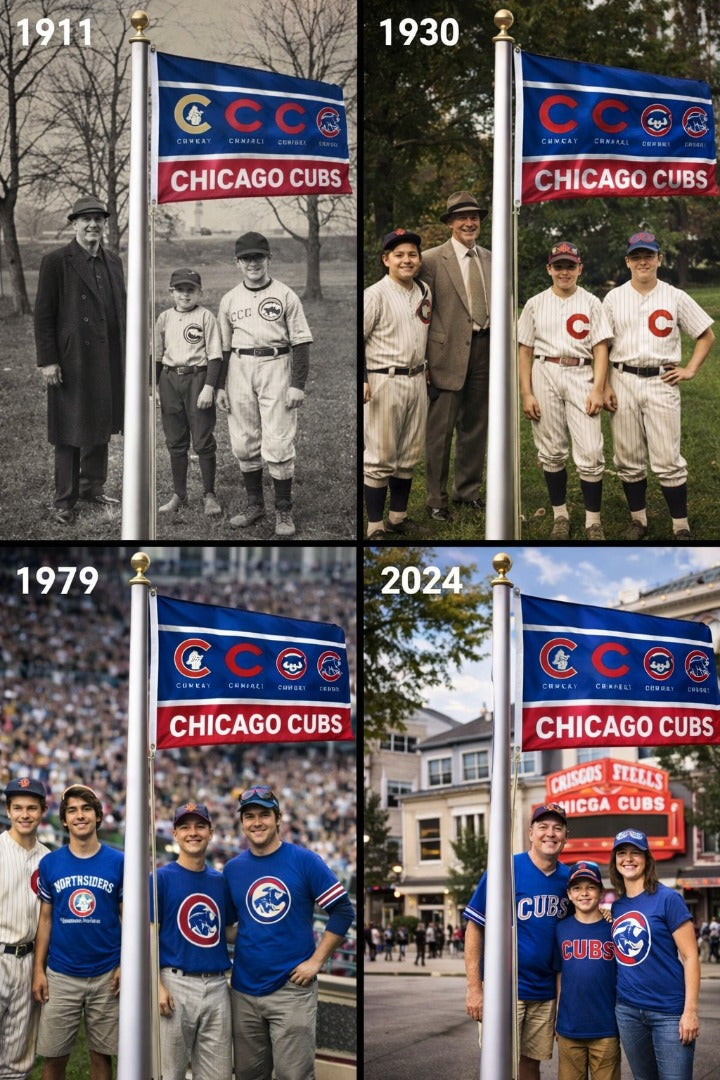 Chicago Cubs Flag 3x5 Logo Evolution heartlandflags