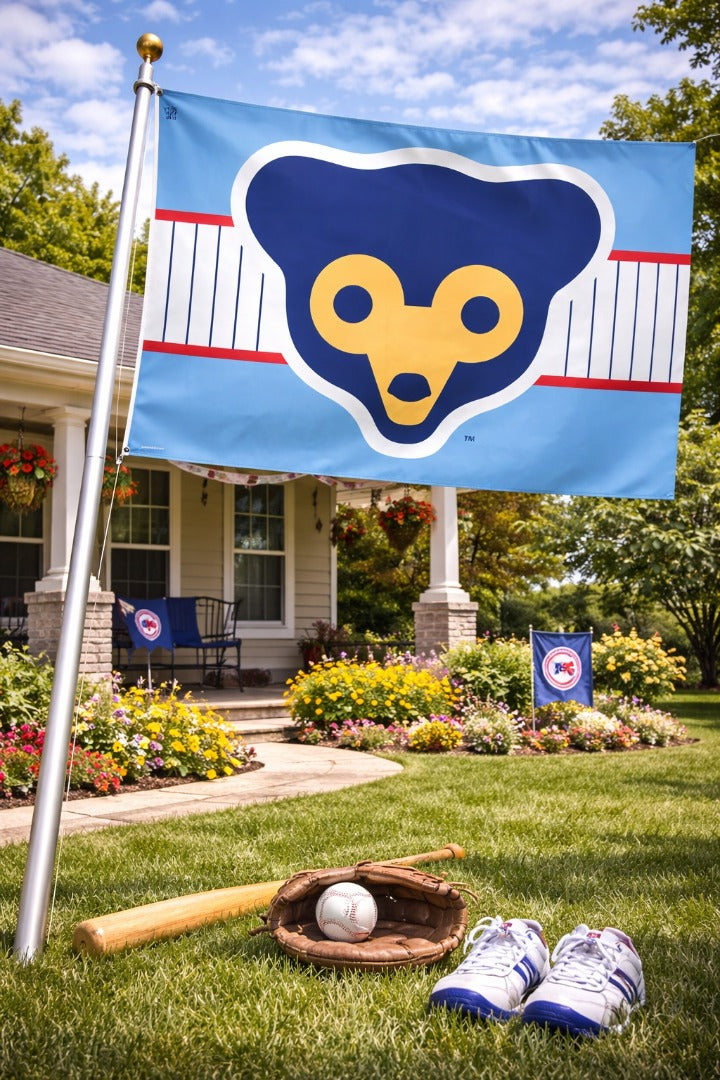Chicago Cubs Flag 3x5 Thowback Logo Baby Blue heartlandflags