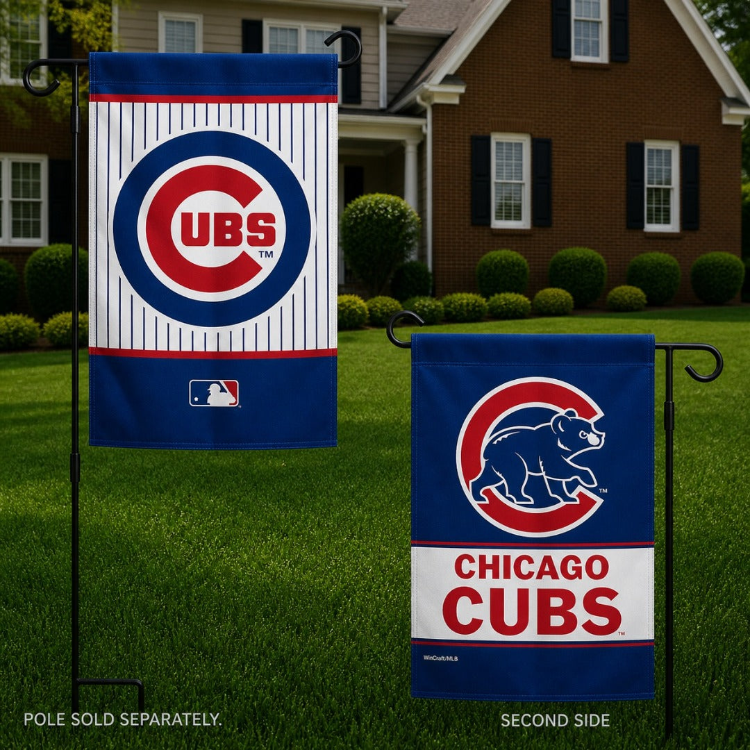 Chicago Cubs Garden Flag 2 Sided Double Logo heartlandflags