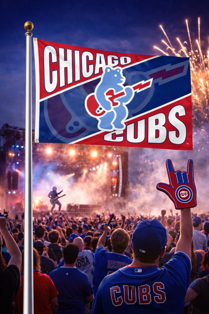 Chicago Cubs Rock Bear 3x5 Flag heartlandflags