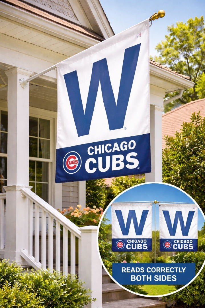 Chicago Cubs W Flag 2 Sided Win Banner Blue W heartlandflags