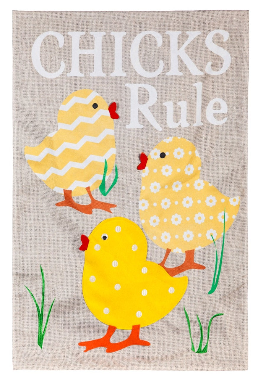 Chicks Rule 2 Sided Garden Flag heartlandflags