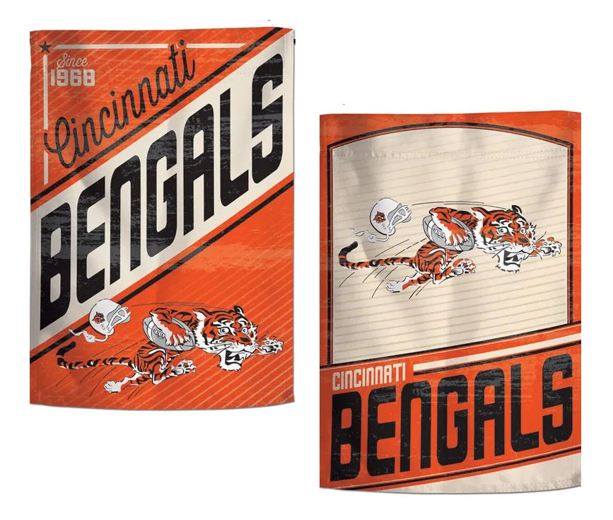 Cincinnati Bengals 2 Sided Garden Flag Retro Vintage Logo heartlandflags