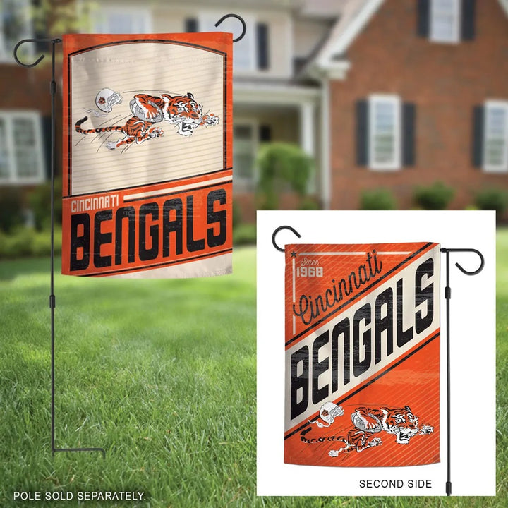 Cincinnati Bengals 2 Sided Garden Flag Retro Vintage Logo heartlandflags