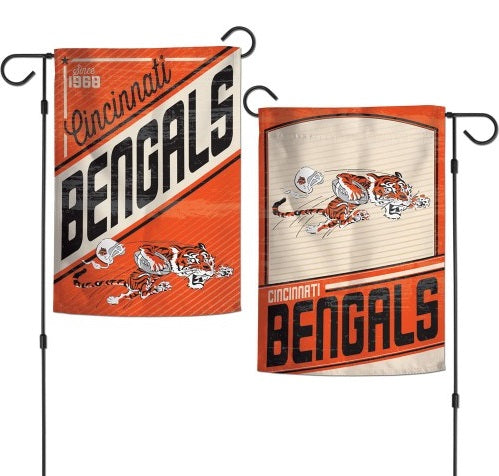 Cincinnati Bengals 2 Sided Garden Flag Retro Vintage Logo heartlandflags
