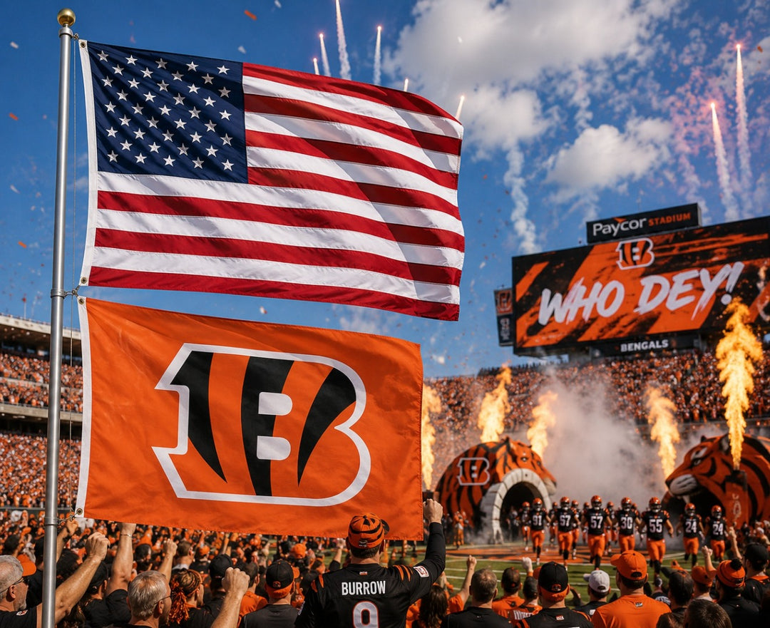 Cincinnati Bengals 2 Sided Orange 3x5 Flag heartlandflags