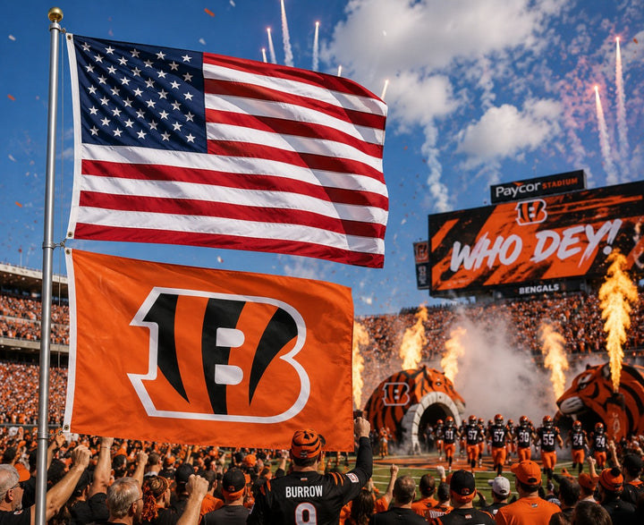 Cincinnati Bengals 2 Sided Orange 3x5 Flag heartlandflags