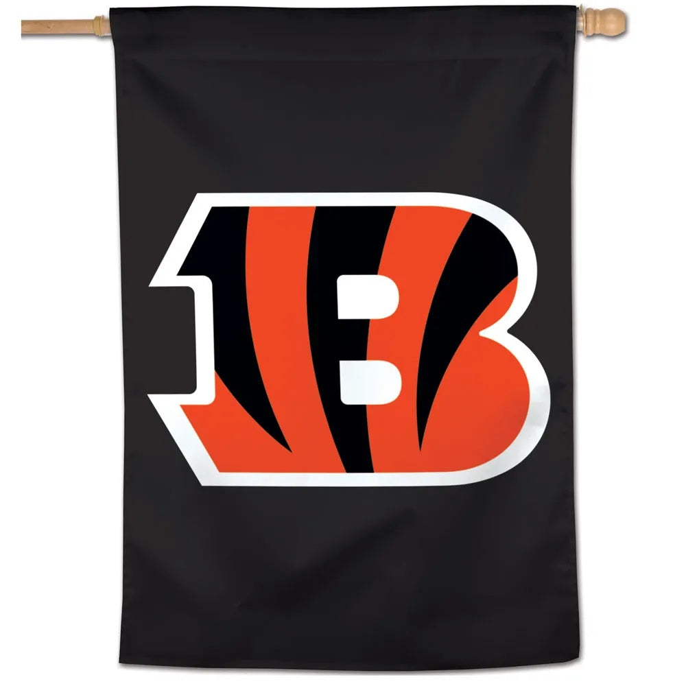Cincinnati Bengals Banner Vertical Logo Black Flag heartlandflags