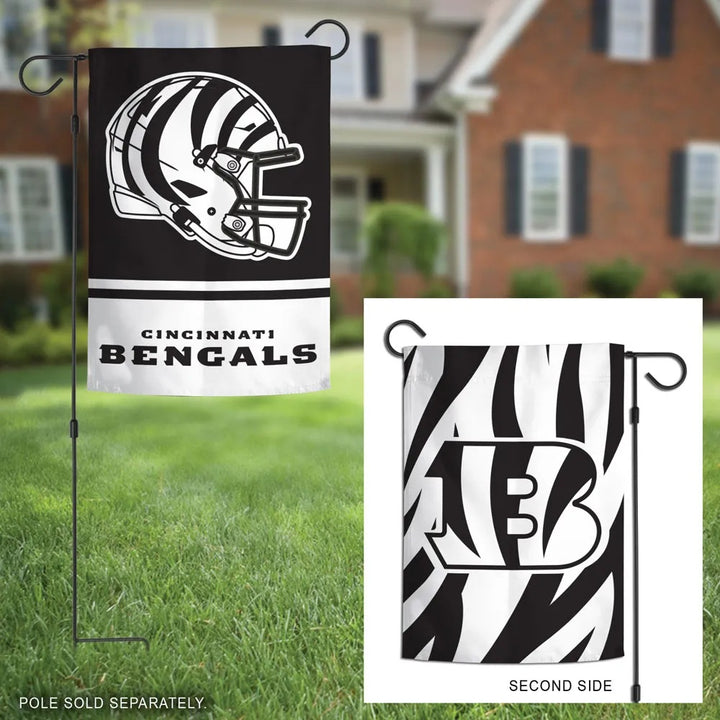 Cincinnati Bengals Garden Flag 2 Sided Alternate BW heartlandflags
