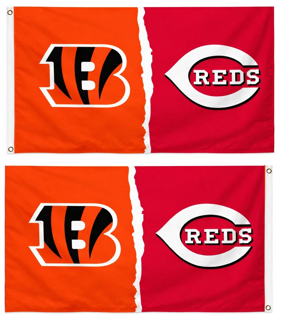 Cincinnati Bengals and Cincinnati Reds Flag 3x5 2 Sided heartlandflags