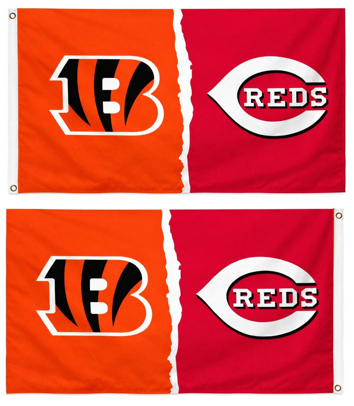 Cincinnati Bengals and Cincinnati Reds Flag 3x5 2 Sided heartlandflags