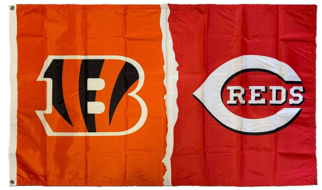 Cincinnati Bengals and Cincinnati Reds Flag 3x5 2 Sided heartlandflags