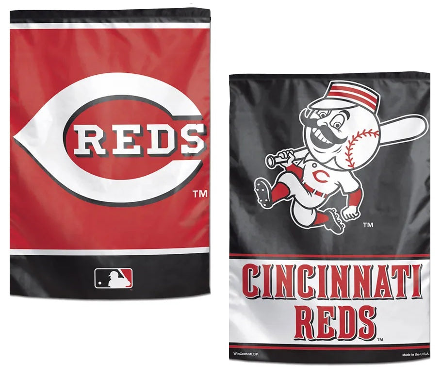Cincinnati Reds 2 Sided Garden Flag Double Logo heartlandflags