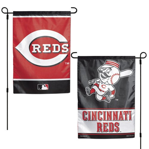 Cincinnati Reds 2 Sided Garden Flag Double Logo heartlandflags