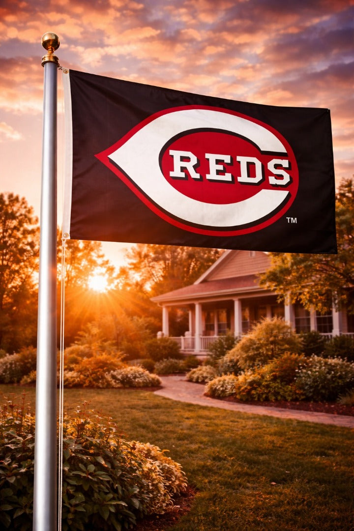 Cincinnati Reds Flag 3x5 Black 2 Sided heartlandflags