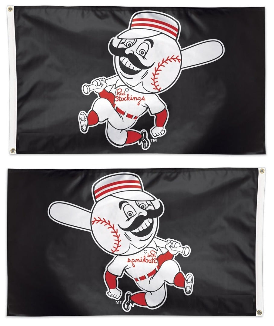 Cincinnati Reds Flag 3x5 Cooperstown Logo Black heartlandflags