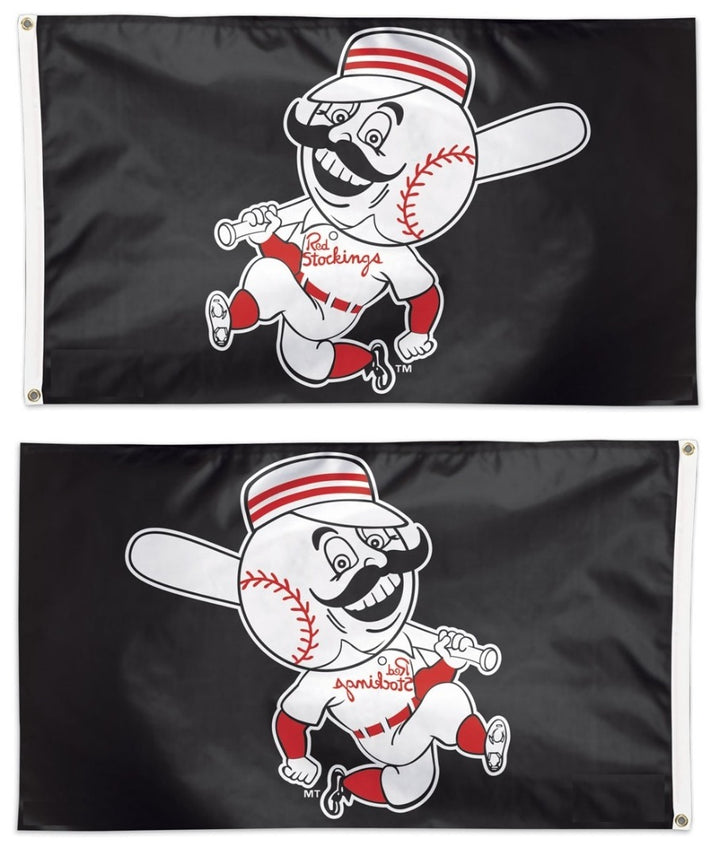 Cincinnati Reds Flag 3x5 Cooperstown Logo Black heartlandflags