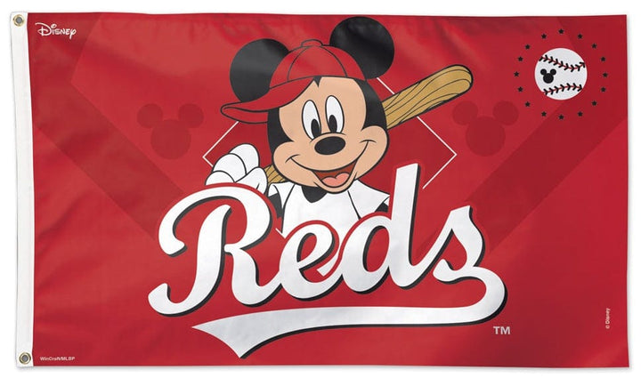 Cincinnati Reds Flag 3x5 Mickey Mouse Baseball Disney heartlandflags