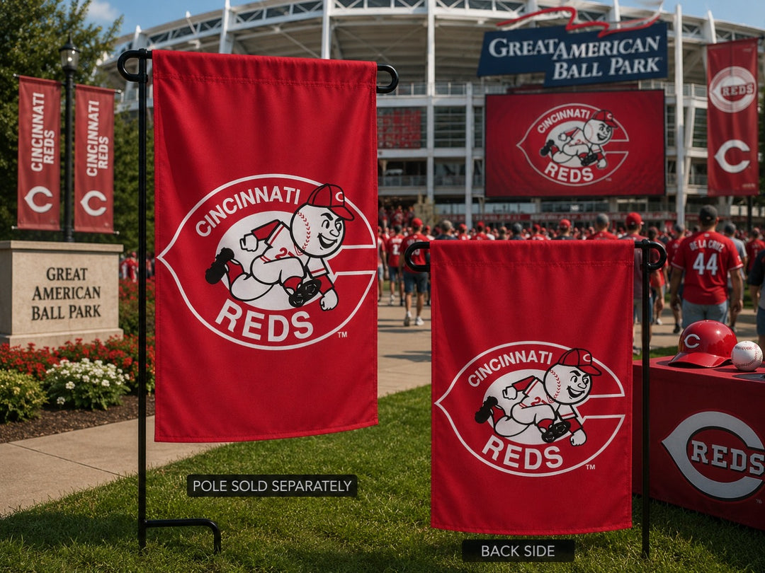 Cincinnati Reds Garden Flag 2 Sided Throwback Design heartlandflags