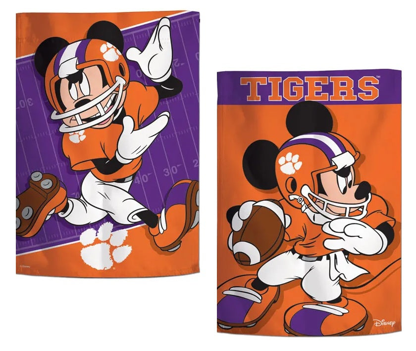 Clemson Tigers Football Mickey Mouse Garden Flag, 2 Sided heartlandflags