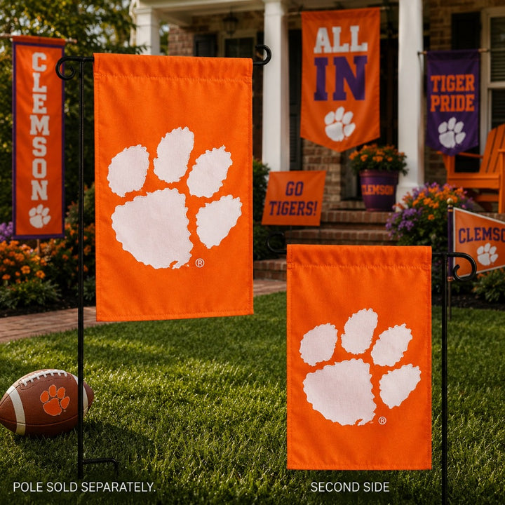 Clemson Tigers Garden Flag 2 Sided Applique Logo heartlandflags
