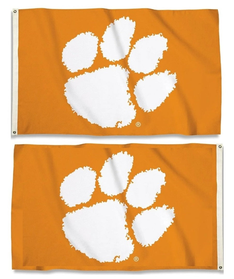 Clemson Tigers Paw 2 Sided Orange 3x5 Flag heartlandflags