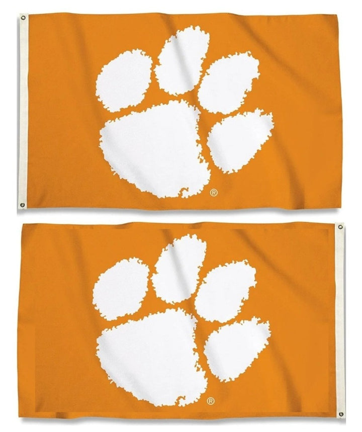 Clemson Tigers Paw 2 Sided Orange 3x5 Flag heartlandflags