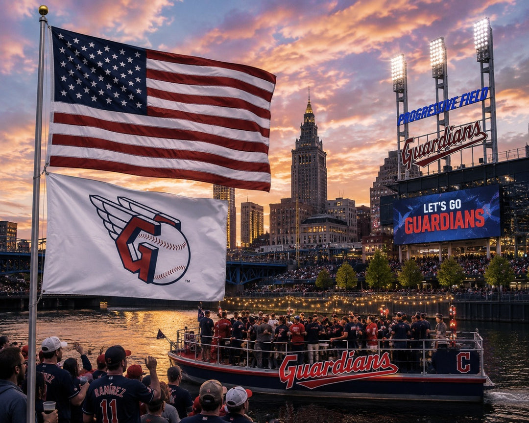 Cleveland Guardians White 2 Sided 3x5 Flag heartlandflags