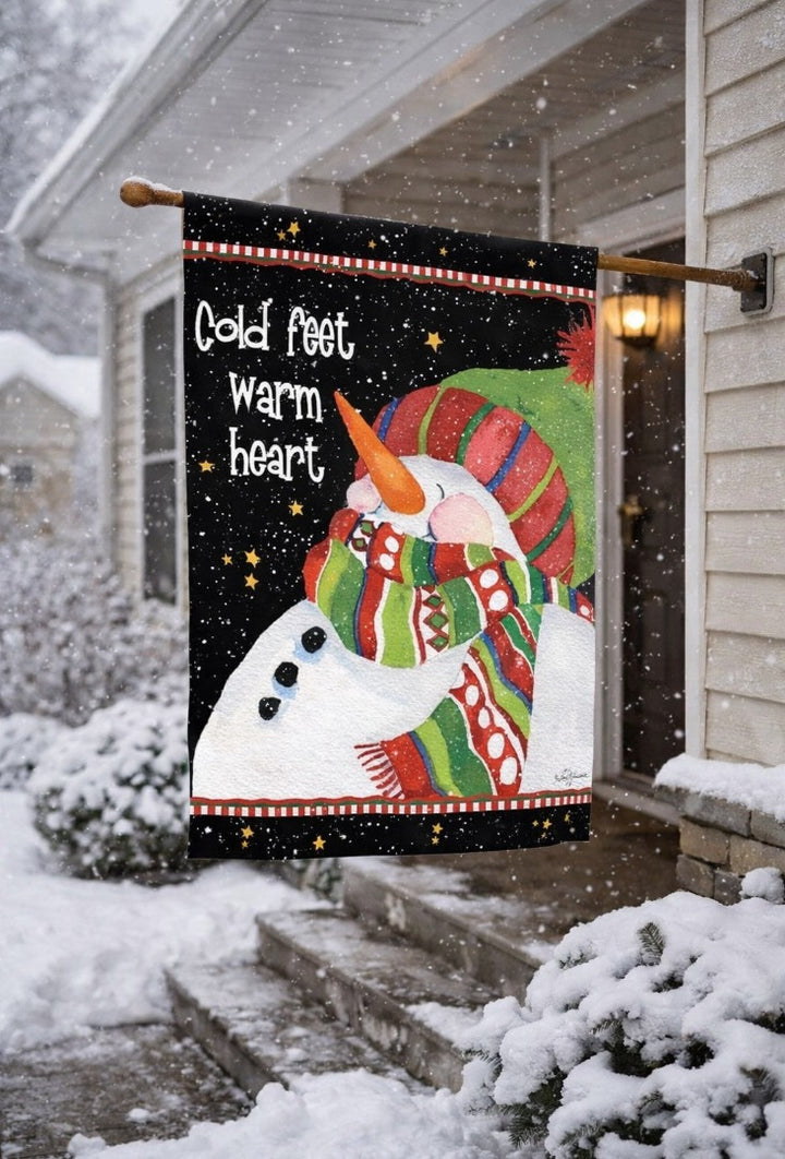 Cold Feet Warm Heart 2 Sided Banner heartlandflags