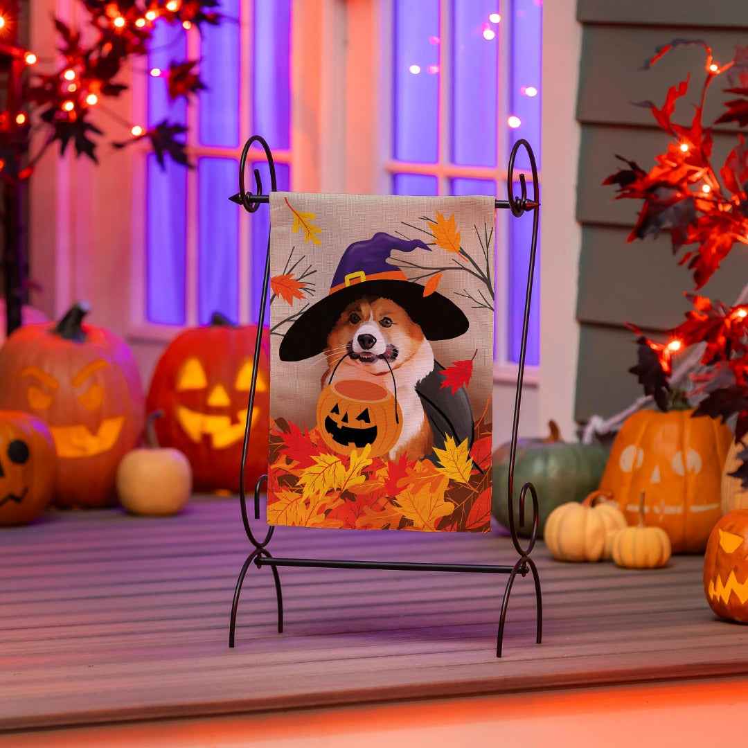 Corgi Fall 2 Sided Halloween Garden Flag heartlandflags