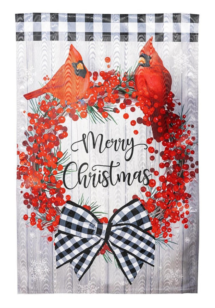 Country Berry Wreath 2 Sided Christmas Banner heartlandflags