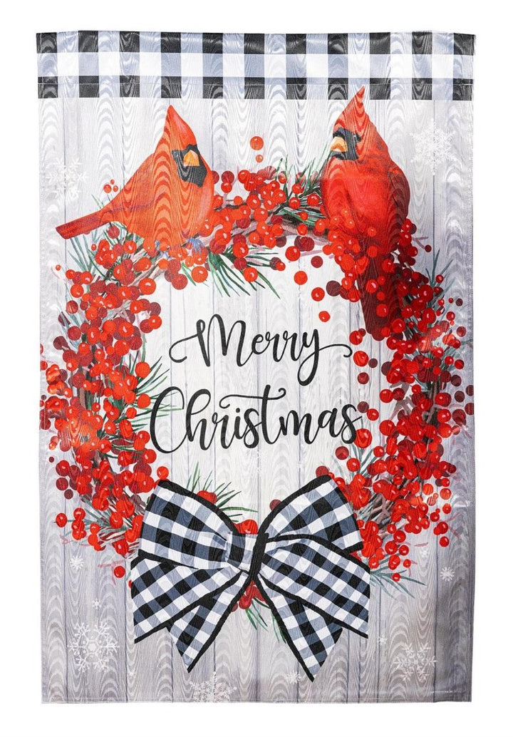 Country Berry Wreath 2 Sided Christmas Banner heartlandflags