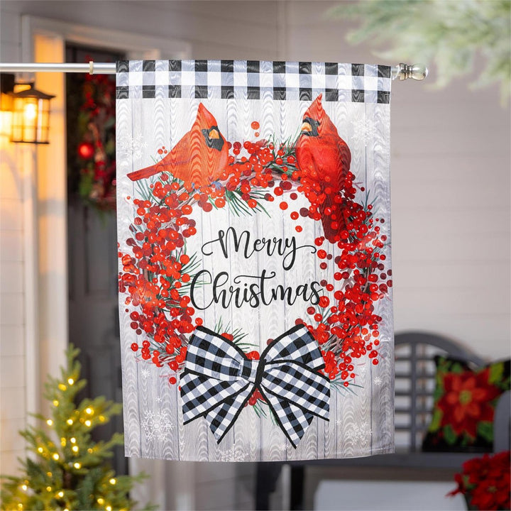 Country Berry Wreath 2 Sided Christmas Banner heartlandflags