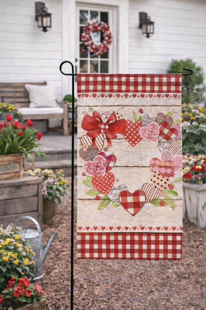 Country Heart Wreath 2 Sided Garden Flag heartlandflags