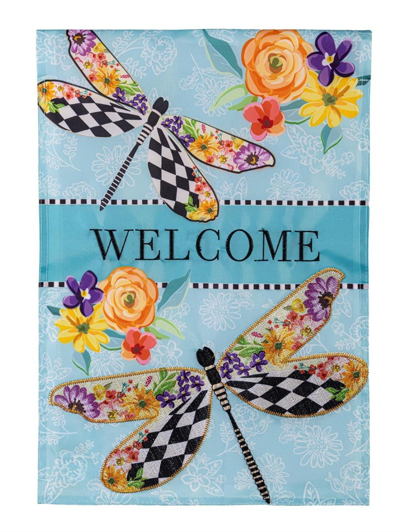 Courtly Check Dragonfly 2 Sided Garden Flag heartlandflags