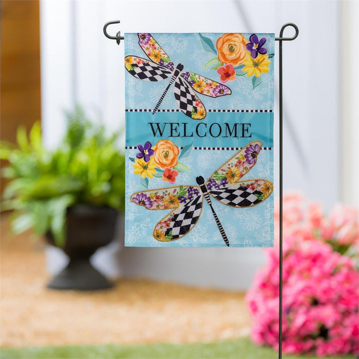 Courtly Check Dragonfly 2 Sided Garden Flag heartlandflags