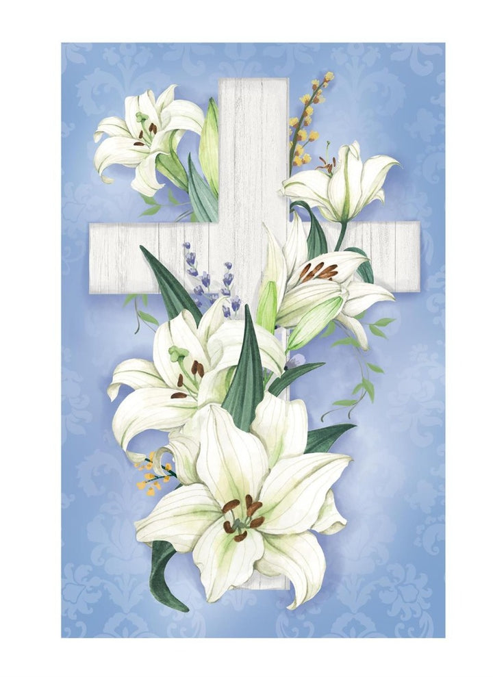 Cross of Lilies 2 Sided Garden Flag heartlandflags
