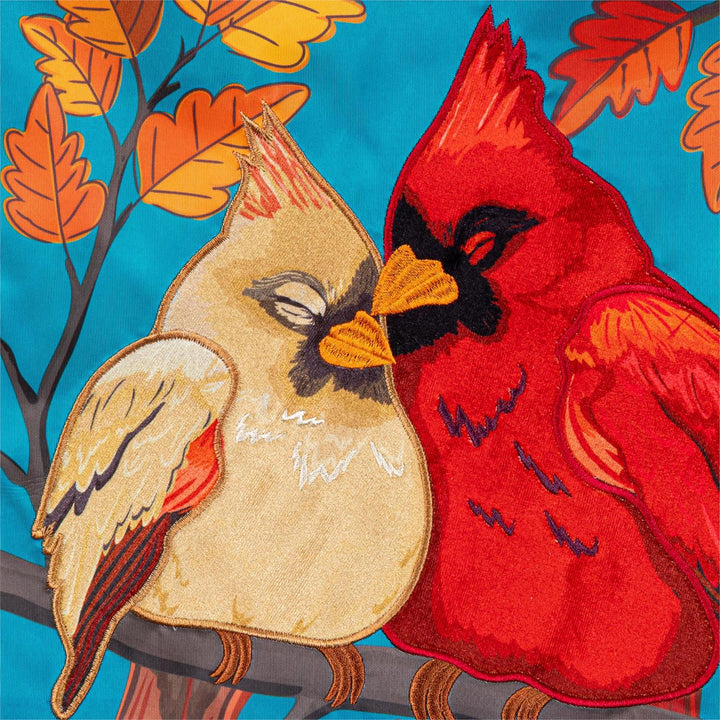 Cuddling Cardinals 2 Sided Applique Garden Flag heartlandflags