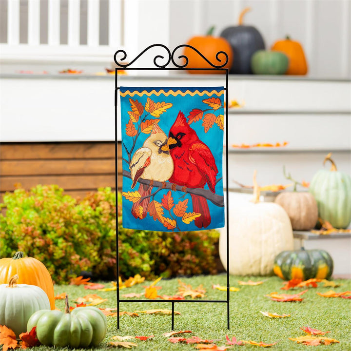 Cuddling Cardinals 2 Sided Applique Garden Flag heartlandflags