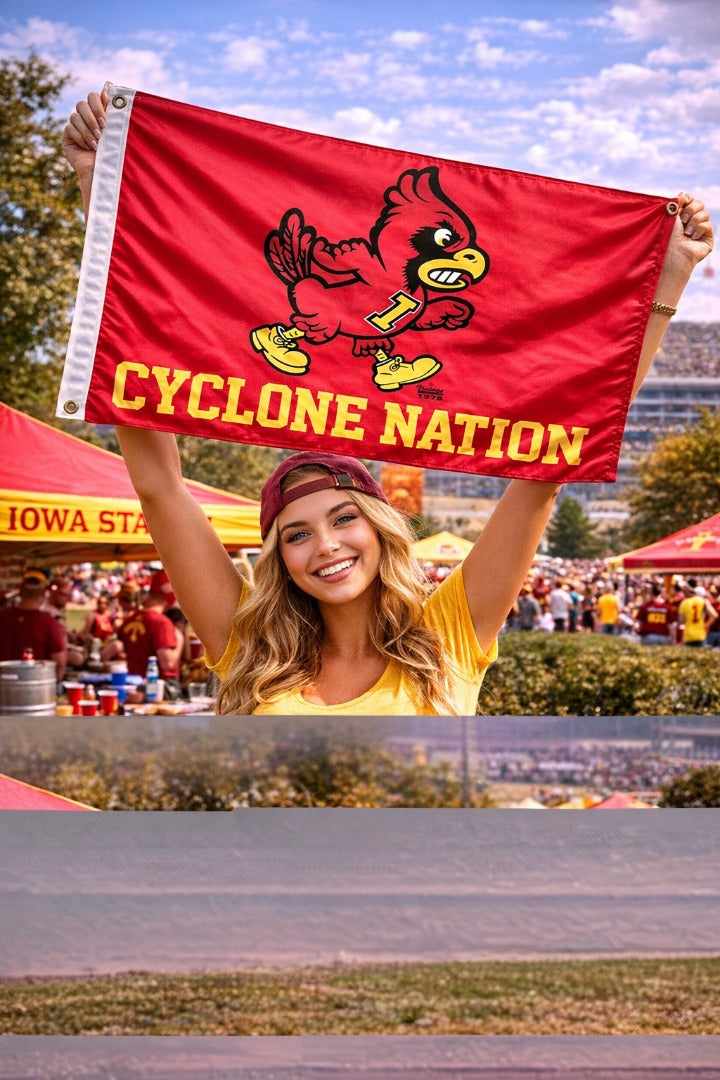 Cyclone Nation Flag 2 Sided Cy heartlandflags