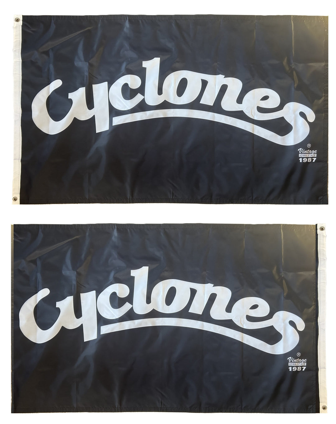 Cyclones Script 2 Sided Black 4x6 Flag heartlandflags