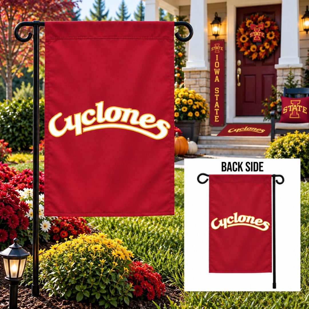 Cyclones Script 2 Sided Garden Flag
