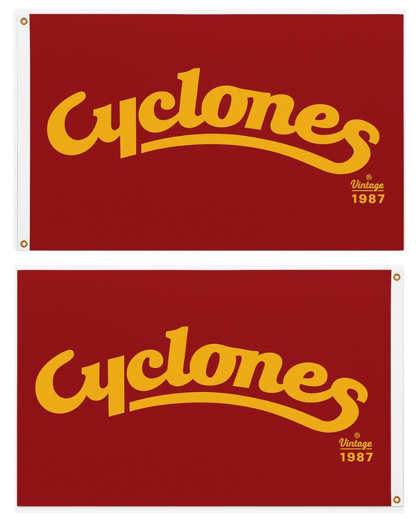 Script Cyclones Cyclones Script Logo 2 Sided 3x5 Flag Cardinal