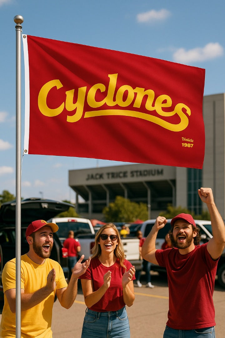 Cyclones Script Logo 2 Sided 3x5 Flag heartlandflags