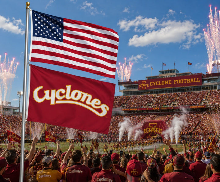 Cyclones Script Outline 2 Sided 3x5 Flag Iowa State heartlandflags
