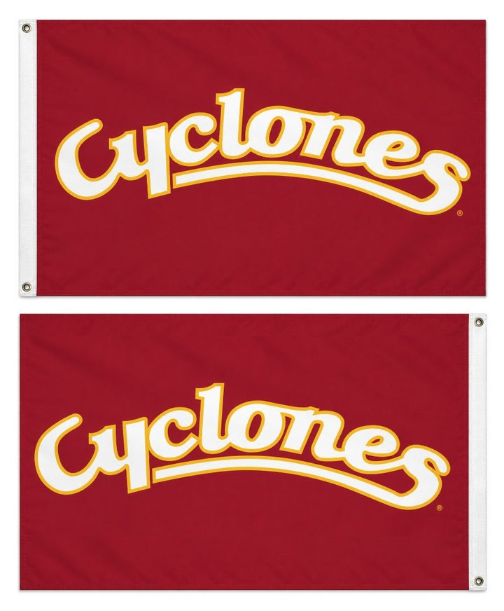 Cyclones Script Outline 2 Sided 3x5 Flag Iowa State heartlandflags