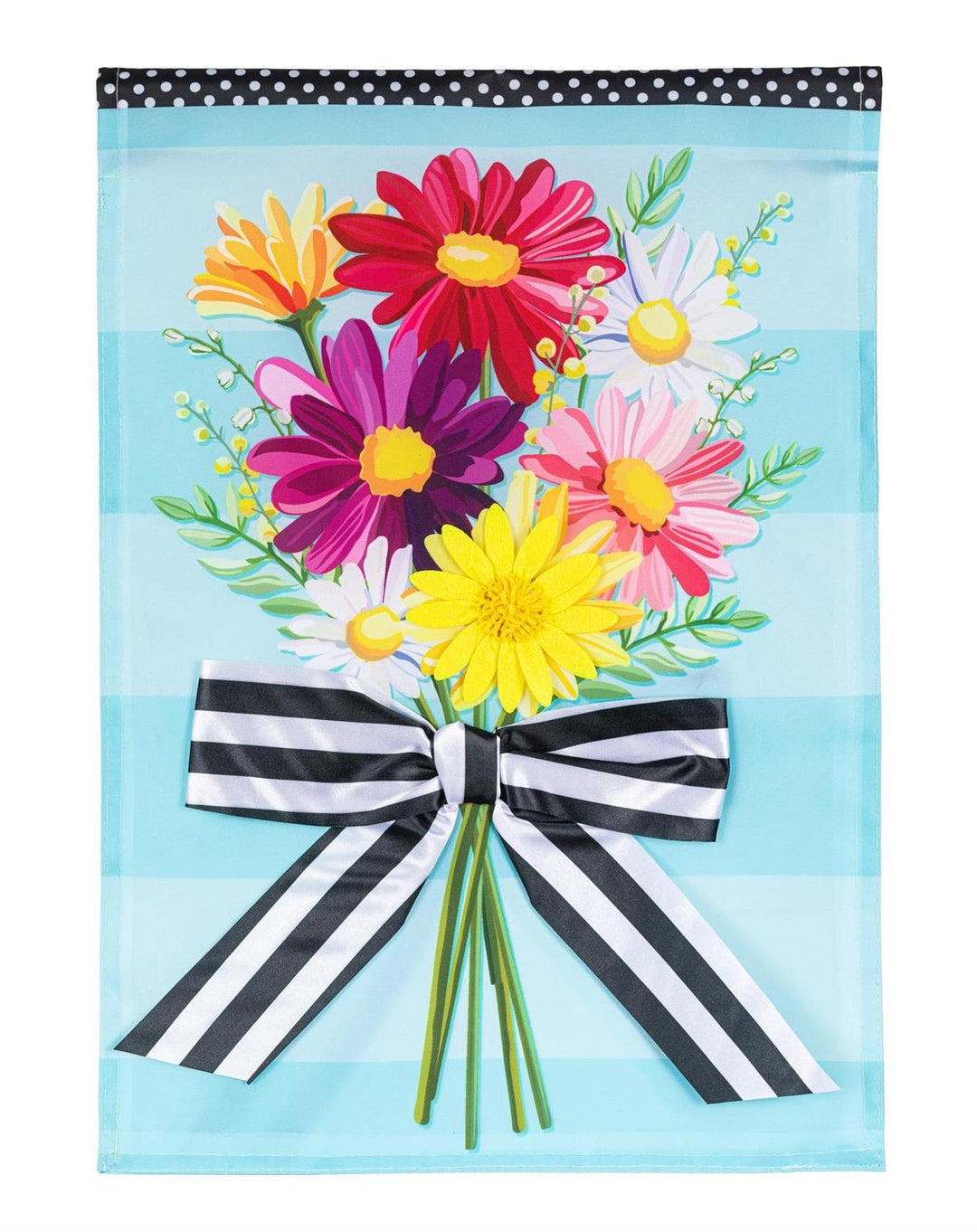 Daisy Bow Bouquet 2 Sided Garden Flag flat lay product image