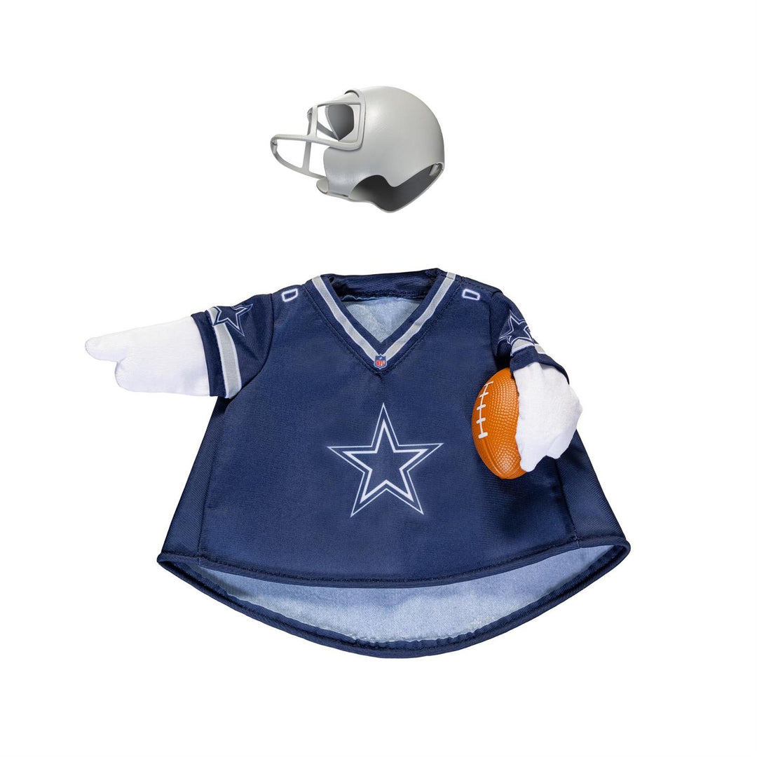 Dallas Cowboys porch goose outfit displayed by a front door with flowers